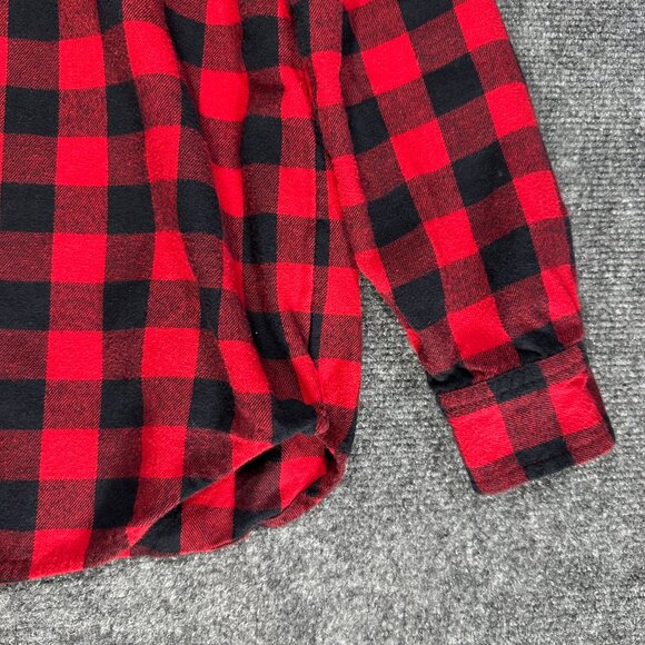 Madewell Top Womens Small Flannel Popover in Buffalo Check Red Black Pocket - Picture 2 of 8